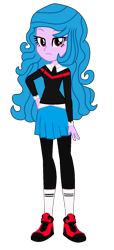 Size: 729x1593 | Tagged: safe, artist:robertsonskywa1, izzy moonbow, human, equestria girls, g4, g5, my little pony: a new generation, clothes, equestria girls-ified, female, frown, g5 to equestria girls, g5 to g4, generation leap, hand on hip, kimiko glenn, looking at you, marvel, peni parker, photo, school uniform, simple background, solo, spider-man, spider-man: across the spider-verse, transparent background, voice actor joke