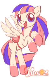 Size: 480x740 | Tagged: safe, artist:9limon, oc, oc only, oc:tomi, pegasus, pony, open mouth, open smile, rearing, saddle, simple background, smiling, spread wings, tack, white background, wings