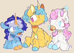 Size: 2016x1464 | Tagged: safe, artist:tottallytoby, lemon hearts, minuette, twinkleshine, pony, unicorn, g4, alternate hairstyle, blue eyelashes, blushing, body freckles, bracelet, cheek fluff, chest fluff, coat markings, colored, colored eyelashes, colored hooves, colored horn, coronet (coat marking), cup, curved horn, ear freckles, ear piercing, earring, female, flat colors, fluffy, freckles, horn, jewelry, leg fluff, leg freckles, levitation, looking at each other, looking at someone, magic, magic aura, mare, necklace, open mouth, open smile, pale belly, piercing, pink eyelashes, shoulder fluff, shoulder freckles, simple background, smiling, socks (coat markings), teacup, telekinesis, trio, trio female