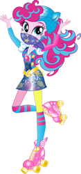 Size: 1864x4000 | Tagged: safe, artist:sugar-loop, pinkie pie, equestria girls, g4, my little pony equestria girls: friendship games, gag, roller skates, simple background, skates, solo, transparent background