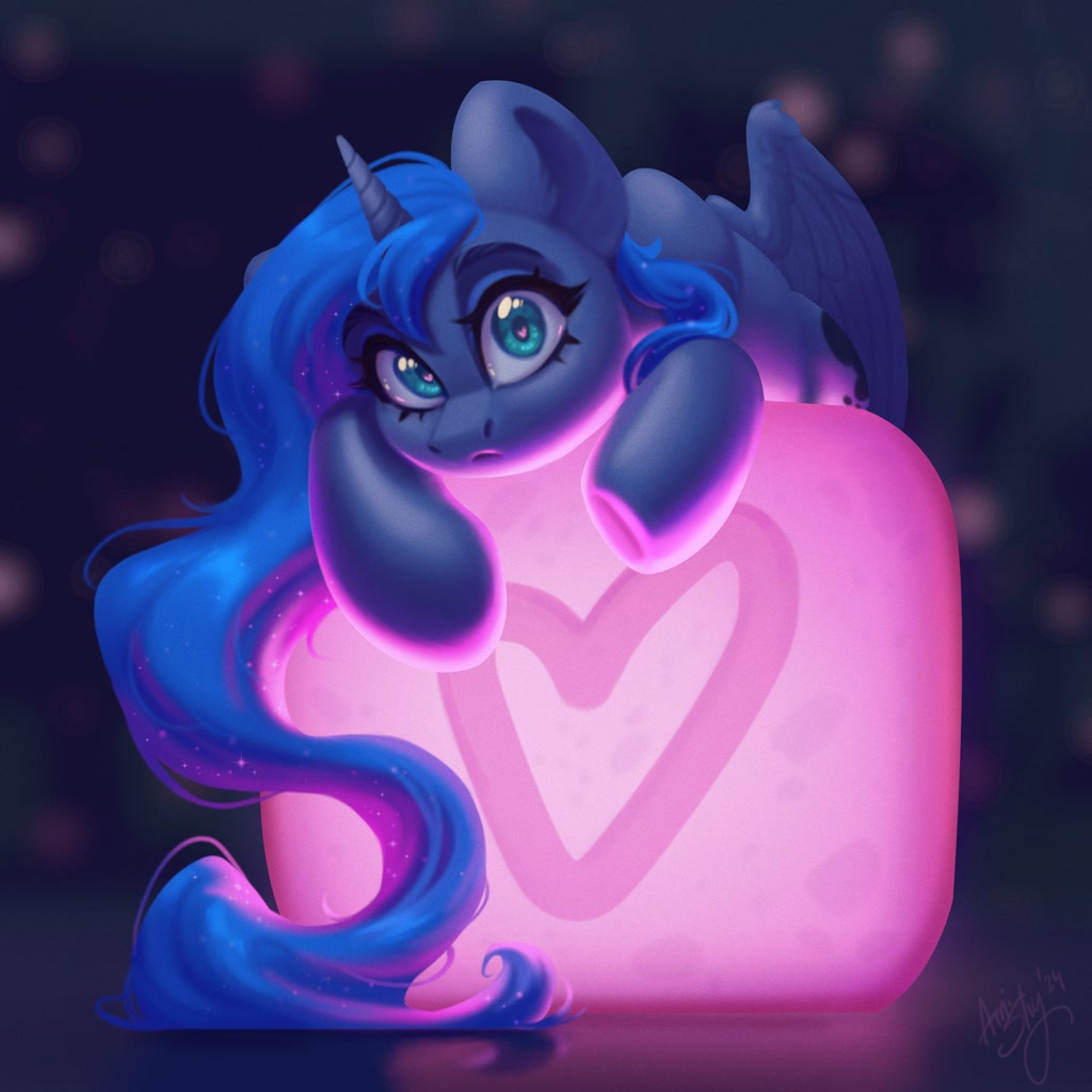 [alicorn,female,g4,heart,looking at you,mare,pony,princess luna,safe,solo,wings,wide eyes,artist:amishy,spread wings]