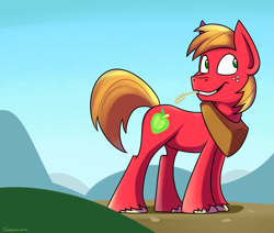 Size: 2329x1971 | Tagged: safe, artist:tehshockwave, big macintosh, earth pony, pony, g4, male, smiling, solo, stallion, straw in mouth