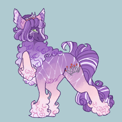 Size: 1500x1500 | Tagged: safe, artist:ghostunes, diamond tiara, earth pony, pony, g4, alternate design, alternate universe, belly fluff, blaze (coat marking), chest fluff, coat markings, curly hair, curly mane, cute, design, ear fluff, facial markings, female, gradient, gradient body, gradient hooves, happy, hoof fluff, jewelry, leg fluff, looking at you, mare, multicolored mane, multicolored tail, raised hoof, redesign, regalia, simple background, smiling, smiling at you, solo, tail, teal background, tiara, unshorn fetlocks, wavy hair