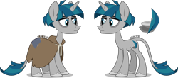 Size: 4000x1752 | Tagged: safe, artist:orin331, part of a set, stygian, classical unicorn, pony, unicorn, g4, bags under eyes, cloak, clothes, cloven hooves, frown, horn, leonine tail, male, patch, redesign, simple background, solo, stallion, stygian's cutie mark, transparent background, unshorn fetlocks