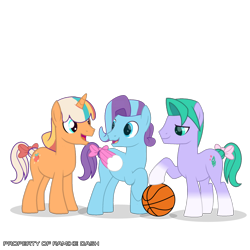 Size: 3600x3600 | Tagged: safe, artist:ramixe dash, glory (g5), peach fizz, seashell (g5), earth pony, pegasus, pony, unicorn, series:make your tale, g4, g5, basketball, g5 to g4, generation leap, group, growing up, male, older, older glory, older peach fizz, older seashell, pippsqueak trio, pippsqueaks, rule 63, simple background, sports, stallion, transparent background, trio