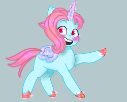 Size: 618x497 | Tagged: safe, edit, editor:yiv_gamez, oc, oc only, oc:lunabelle, alicorn, pony, derpibooru community collaboration, g5, my little pony: tell your tale, blushing, looking at you, open mouth, shiny eyes, sparkling horn, sparkly hooves