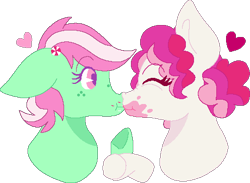 Size: 460x336 | Tagged: safe, artist:matthasnobinary, minty (g4), plumsweet, earth pony, g4, duo, female, heart, lesbian, mare, peppermint, ship:plummint, shipping, simple background, transparent background