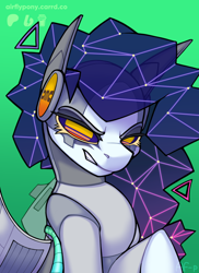 Size: 946x1300 | Tagged: safe, artist:airfly-pony, oc, oc only, pony, robot, robot pony, 2023, female, gradient background, looking at you, smiling, smiling at you, solo
