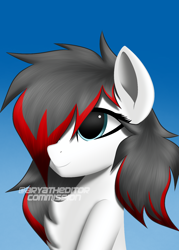 Size: 2000x2800 | Tagged: safe, artist:velodraws, oc, oc only, oc:jet blast, pegasus, chest fluff, cute, fluffy, gradient background, looking up, one eye closed, pegasus oc, smiling, solo