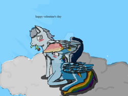 Size: 749x562 | Tagged: safe, artist:danituco, rainbow dash, soarin', pegasus, pony, g4, female, holiday, male, mare, ship:soarindash, shipping, stallion, straight, valentine's day