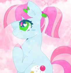 Size: 1007x1033 | Tagged: safe, artist:vivian reed, sweetie blue, earth pony, pony, g4, cute, female, mare, ponytail, raised hoof