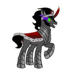 Size: 2048x2048 | Tagged: safe, artist:twiny dust, king sombra, pony, unicorn, g4, armor, cape, clothes, fangs, glowing, glowing eyes, male, simple background, solo, stallion, transparent background