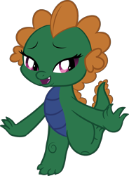 Size: 1207x1643 | Tagged: safe, artist:candy meow, edit, oc, oc only, oc:emziko, dragon, g4, dragon oc, dragoness, eyes open, fangs, female, female oc, non-pony oc, open mouth, raised leg, simple background, solo, transparent background, vector