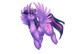 Size: 2283x1614 | Tagged: safe, artist:octaytheartist, twilight sparkle, alicorn, pony, g4, female, flying, large butt, mare, new crown, simple background, solo, spread wings, transparent background, twilight sparkle (alicorn), wings