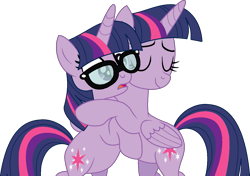 Size: 1377x970 | Tagged: safe, artist:stephen-fisher, sci-twi, twilight sparkle, alicorn, pony, unicorn, amending fences, equestria girls, equestria girls specials, g4, my little pony equestria girls: better together, my little pony equestria girls: spring breakdown, bipedal, equestria girls ponified, female, glasses, hug, lesbian, ponified, ship:sci-twitwi, ship:twitwi, shipping, simple background, transparent background, twilight sparkle (alicorn), twolight, unicorn sci-twi