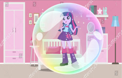 Size: 1465x946 | Tagged: safe, artist:rwby2831, twilight sparkle, human, equestria girls, g4, bubble, cute, female, in bubble, room, twiabetes