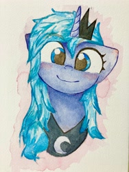 Size: 3024x4032 | Tagged: safe, artist:papersurgery, princess luna, alicorn, pony, g4, solo, traditional art, watercolor painting
