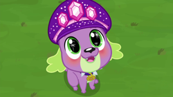 Size: 1280x720 | Tagged: safe, spike, spike the regular dog, dog, equestria girls, g4, lost and pound, lost and pound: spike, my little pony equestria girls: choose your own ending, blushing, choose spike, cute, cyoa, hat, male, smiling, solo, spikabetes, starry eyes, wingding eyes