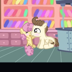 Size: 1080x1080 | Tagged: safe, artist:tovalentine, li'l cheese, pound cake, earth pony, pegasus, pony, g4, the last problem, baby, baby pony, base used, blushing, colt, duo, female, filly, foal, male, older, older pound cake, sugarcube corner