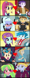 Size: 853x2161 | Tagged: safe, edit, edited screencap, screencap, dirk thistleweed, gold rush (g4), indigo zap, lemon zest, lemonade blues, sour sweet, sugarcoat, sunny flare, teddy t. touchdown, thunderbass, equestria girls, g4, how to backstage, monday blues, my little pony equestria girls, my little pony equestria girls: better together, my little pony equestria girls: friendship games, my little pony equestria girls: summertime shorts, background human, crack shipping, cropped, female, glasses, heart, male, shadow five, ship:goldzap, ship:sourweed, ship:teddycoat, shipping, shipping domino, straight, thunderflare, zestblue