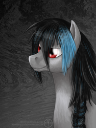 Size: 900x1200 | Tagged: safe, artist:adalbertus, oc, oc:duna mrake, pony, braid, bust, portrait, red eyes, solo