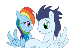 Size: 1133x720 | Tagged: safe, artist:dasher666, artist:geoffreyhammy16, edit, rainbow dash, soarin', pegasus, pony, g4, female, male, mare, ship:soarindash, shipping, simple background, stallion, straight, white background