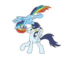 Size: 893x720 | Tagged: safe, artist:dasher666, artist:rebron-y, edit, rainbow dash, soarin', pegasus, pony, g4, female, male, mare, ship:soarindash, shipping, simple background, stallion, straight, white background