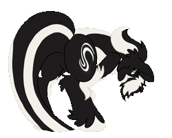 Size: 2500x2000 | Tagged: safe, artist:euspuche, oc, oc only, oc:zenawa skunkpony, earth pony, hybrid, skunk, skunk pony, animated, bent over, bipedal, butt, butt shake, claws, countershading, earth pony oc, featureless crotch, gif, hybrid oc, male, pale belly, paws, plot, seductive, seductive look, seductive pose, sexy, simple background, solo, stallion, sultry pose, tail, transparent background, twerking, unshorn fetlocks