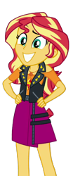 Size: 834x2000 | Tagged: safe, artist:cutler1228, edit, edited screencap, screencap, sunset shimmer, human, equestria girls, g4, background removed, clothes, female, geode of empathy, hand on hip, magical geodes, not a vector, simple background, smiling, solo, transparent background