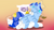 Size: 3840x2160 | Tagged: safe, artist:rupert, gilda, oc, oc:rupert the blue fox, earth pony, fox, fox pony, griffon, hybrid, pony, g4, butt, chubby, eyes closed, facing each other, female, gradient background, heart, lineless, love, lying down, male, male and female, plot, prehensile tail, prone, ship:rupilda, smiling, sneak peek, tail, tail hold