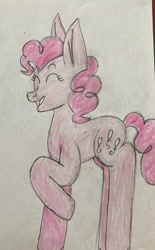 Size: 1271x2048 | Tagged: safe, artist:febellow, pinkie pie, earth pony, pony, g4, drawing, female, solo, traditional art