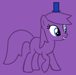 Size: 463x457 | Tagged: safe, artist:spitfirethepegasusfan39, artist:twilightpowerbases, earth pony, pony, g4, adult blank flank, base used, blank flank, clothes, grin, hat, male, mr. impossible, mr. men, mr. men little miss, ponified, purple background, simple background, smiling, solo, stallion