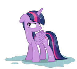 Size: 5800x5200 | Tagged: safe, alternate version, artist:gypsykumquat, twilight sparkle, alicorn, pony, g4, .svg available, absurd resolution, female, frown, inkscape, puddle, show accurate, simple background, smug, solo, svg, transparent background, twilight sparkle (alicorn), vector, wet, wet mane, wet mane twilight sparkle