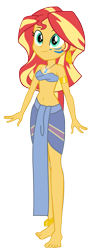Size: 569x1549 | Tagged: safe, artist:crazybrothersstyler2, artist:invisibleink, edit, sunset shimmer, human, equestria girls, g4, atlantis, atlantis: the lost empire, bare shoulders, belly, belly button, clothes, cosplay, costume, female, kida, loincloth, midriff, outfit, outfits, simple background, sleeveless, solo, strapless, transparent background, tube top