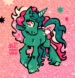Size: 1487x1551 | Tagged: safe, artist:salt-king, fizzy, pony, unicorn, g1, bow, horn, solo, starry eyes, tail, tail bow, wingding eyes