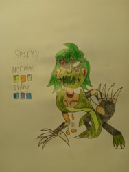 Size: 4096x3072 | Tagged: safe, artist:elijahzx360, sparky sparkeroni, dragon, g5, spoiler:g5, acid, claws, context in description, ninja, poison, scar, solo, traditional art