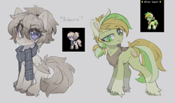 Size: 1910x1126 | Tagged: safe, artist:_spacemonkeyz_, oc, oc:babaru, oc:bitter sweet, earth pony, pegasus, pony, pony town, bandana, clothes, female, male, mare, scarf, sketch, stallion, wip