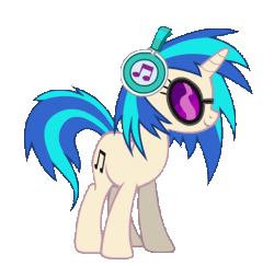 Size: 360x350 | Tagged: artist needed, safe, dj pon-3, vinyl scratch, pony, unicorn, g4, animated, female, glasses, headphones, horn, mare, simple background, smiling, solo, transparent background