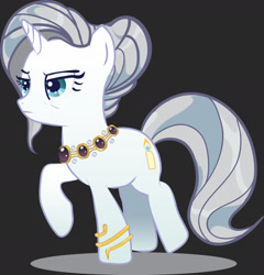 Size: 1905x1987 | Tagged: safe, artist:anka sep, pony, unicorn, g4, my little pony: tails of equestria, official, the festival of lights, evenlight the wise, female, gray background, horn, jewelry, mare, necklace, raised hoof, simple background