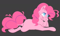 Size: 1595x948 | Tagged: safe, artist:partyponypower, pinkie pie, earth pony, pony, g4, gray background, lying down, pink pony, prone, simple background, solo