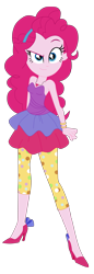Size: 3377x9843 | Tagged: safe, artist:lobo299, pinkie pie, human, equestria girls, g4, bare shoulders, clothes, female, high heels, rah rah skirt, shoes, simple background, skirt, sleeveless, solo, strapless, transparent background