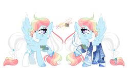 Size: 3786x2014 | Tagged: safe, artist:dixieadopts, oc, oc only, oc:rainbow snowflake, pegasus, pony, clothes, female, kimono (clothing), mare, simple background, solo, transparent background