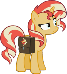 Size: 581x641 | Tagged: safe, edit, edited screencap, editor:pascalmulokozi2, screencap, sunset shimmer, pony, unicorn, equestria girls, equestria girls specials, g4, my little pony equestria girls: mirror magic, background removed, bag, female, horn, not a vector, saddle bag, simple background, solo, transparent background