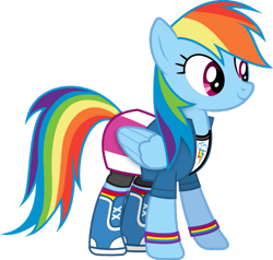 Size: 751x715 | Tagged: safe, artist:ranwere32, rainbow dash, pegasus, pony, g4, clothes, equestria girls outfit, female, jacket, shirt, shoes, simple background, skirt, transparent background