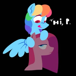 Size: 1000x1001 | Tagged: safe, artist:partyponypower, pinkie pie, rainbow dash, earth pony, pegasus, pony, g4, alternate universe, aunt and nephew, black background, duo, male, pinkamena diane pie, simple background, stallion, trans rainbow dash, transgender