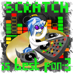 Size: 1000x1000 | Tagged: safe, artist:hewhoerasesmost, dj pon-3, vinyl scratch, g4, equalizer, glasses, headphones, solo, turntable