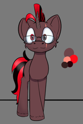 Size: 554x822 | Tagged: safe, artist:cotarsis, oc, oc:redfire, pony, unicorn, gray background, horn, looking at you, simple background, sketch, solo