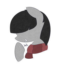 Size: 1020x1020 | Tagged: safe, artist:castafae, oc, oc only, oc:ardent glyph, earth pony, pony, clothes, female, grin, hair covering face, heh, mare, scarf, simple background, smiling, solo, striped scarf, text, transparent background