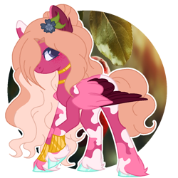 Size: 1000x1000 | Tagged: safe, artist:kaenashepard, oc, oc only, pegasus, pony, base used, bracelet, coat markings, colored wings, colored wingtips, crack ship offspring, female, flower, flower in hair, freckles, hair over one eye, jewelry, mare, necklace, offspring, parent:big macintosh, parent:somnambula, pegasus oc, simple background, solo, transparent background, unshorn fetlocks, wings