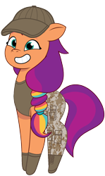 Size: 728x1220 | Tagged: safe, artist:edy_january, artist:prixy05, edit, vector edit, sunny starscout, earth pony, pony, g5, my little pony: tell your tale, boots, clothes, delta forces, gloves, hat, military, military pants, military pony, military uniform, pants, shirt, shoes, simple background, soldier, soldier pony, solo, tank top, transparent background, uniform, united states, us army, vector